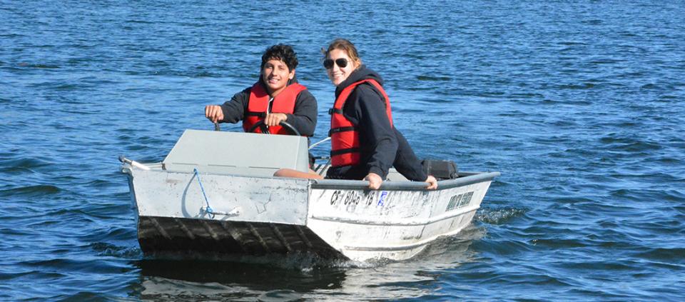 two people boating