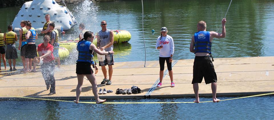 a group participating in games