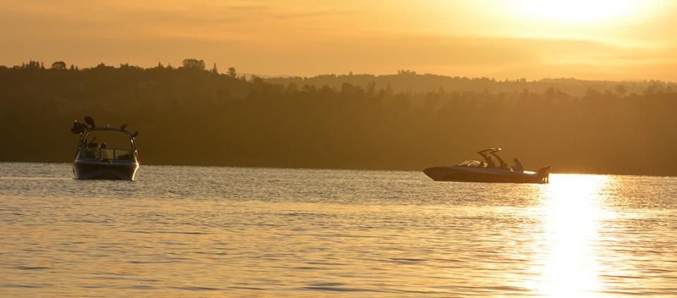 boating at sunrise