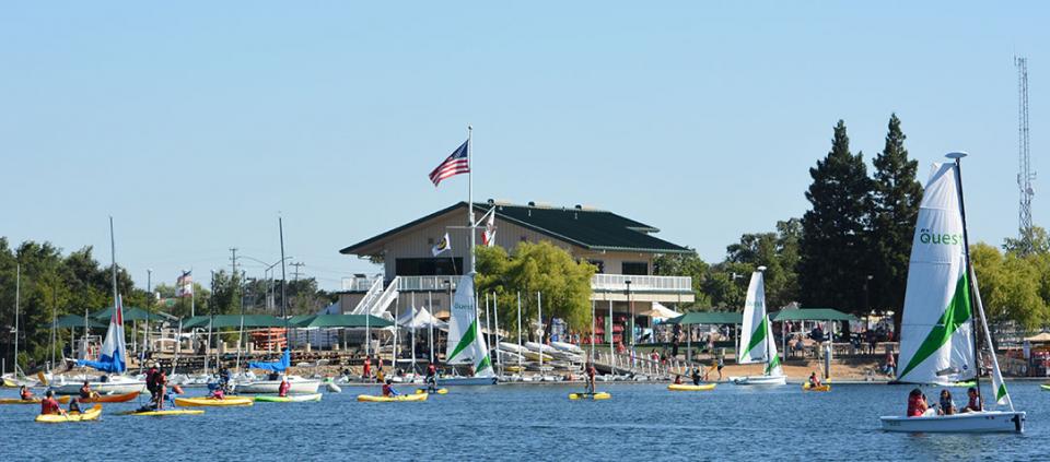 aquatic center from the water