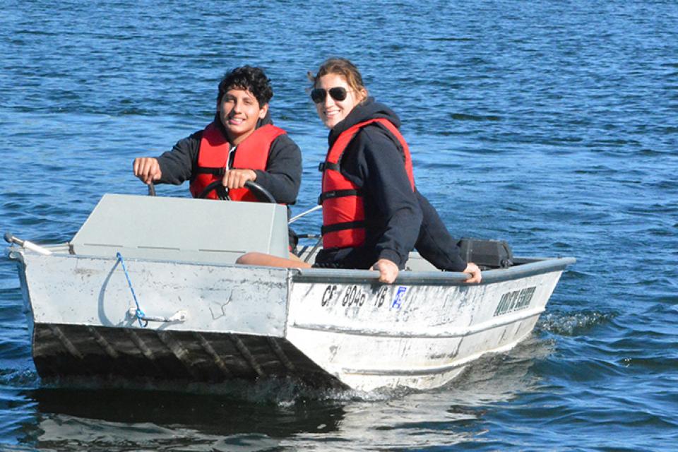 two people boating