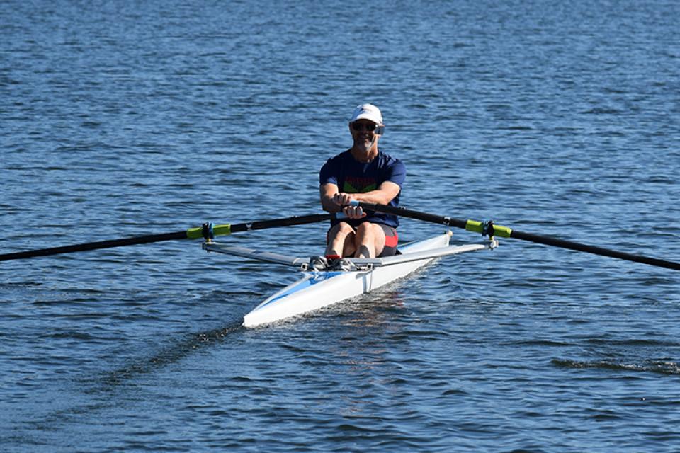 man rowing