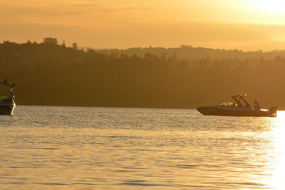 boating at sunrise