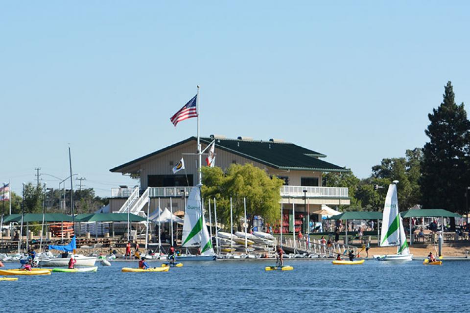 aquatic center from the water