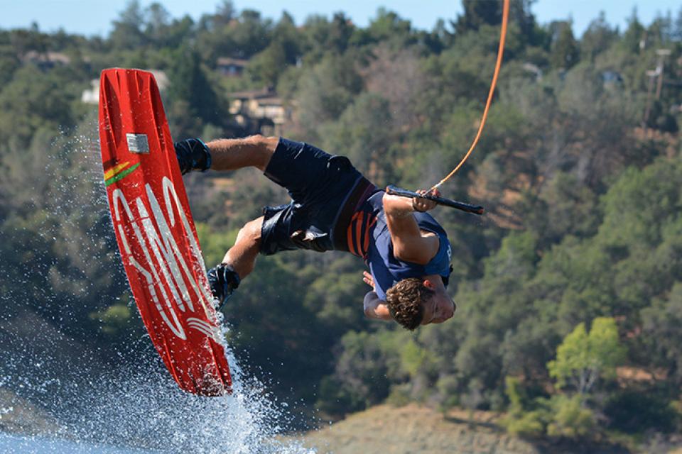 man doing wakeboarding trick