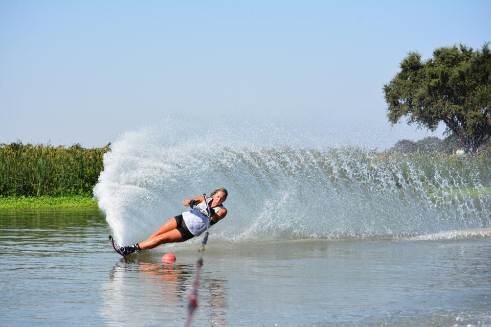 Sac State student water skiing